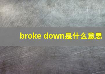 broke down是什么意思